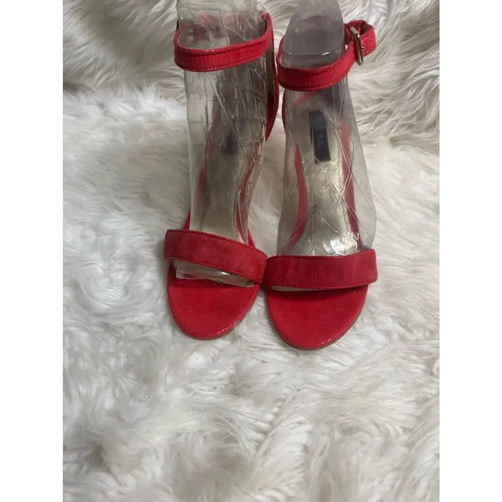 White House Black Market leader suede Red Ankle-Strap SandalsSZ9.5